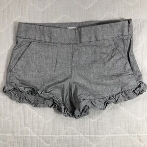 Loft Shorts Women's‎ Size 00 Gray Ruffle Hem Dressy Side Zipper Pockets